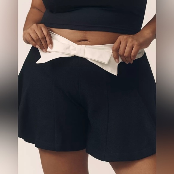 Anthropologie Maeve Black White Paneled Skirty Shorts - Picture 3 of 7